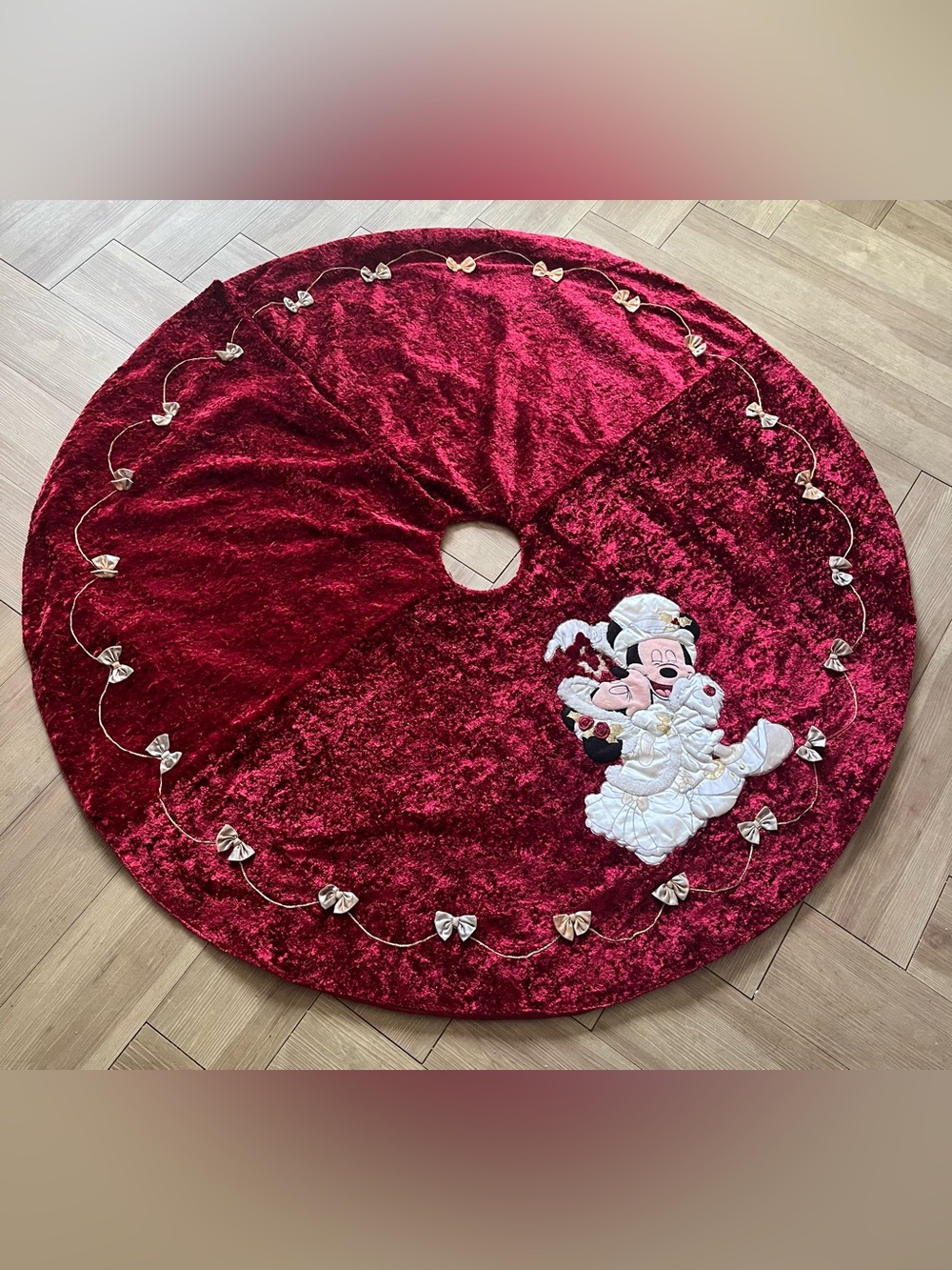 Vintage Tree Skirt Disney Parks Mickey Minnie Mouse Victorian Christmas Holiday